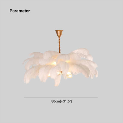 O'Moore Nordic Luxury Pendant Light, Brass/Feather