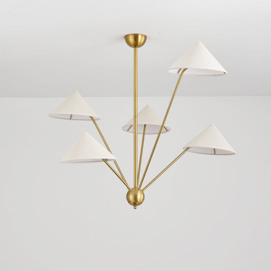 Silva Retro einfacher LED-Kronleuchter aus Metall und Messing mit 5 Leuchten für Wohnzimmer/Küche