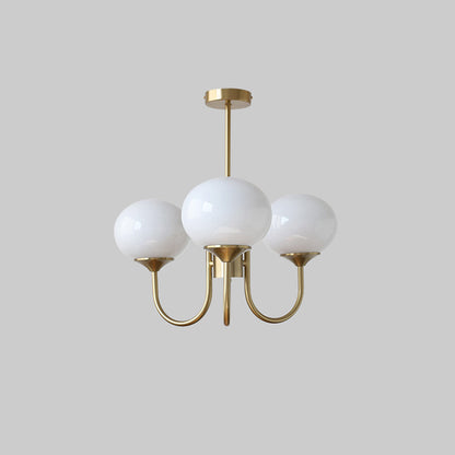 Valentina Retro Art Deco Globe Chandelier, White/Pink/Beige