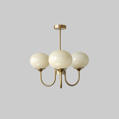 Valentina Retro Art Deco Globe Chandelier, White/Pink/Beige