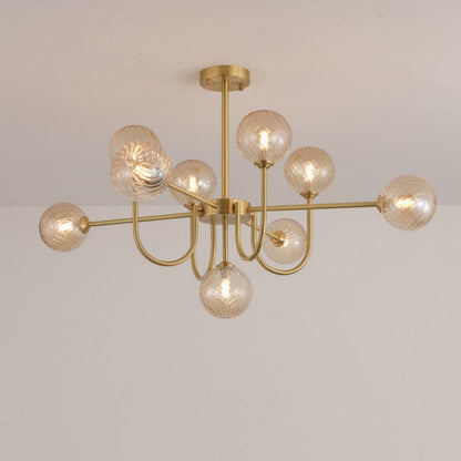 Valentina Lustre LED Moderne Or Verre Salon/Salle à Manger/Chambre
