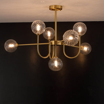 Valentina Lustre LED Moderne Or Verre Salon/Salle à Manger/Chambre