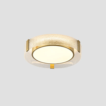 Arisha moderne runde Deckenleuchte aus Metall/Glas, goldfarben