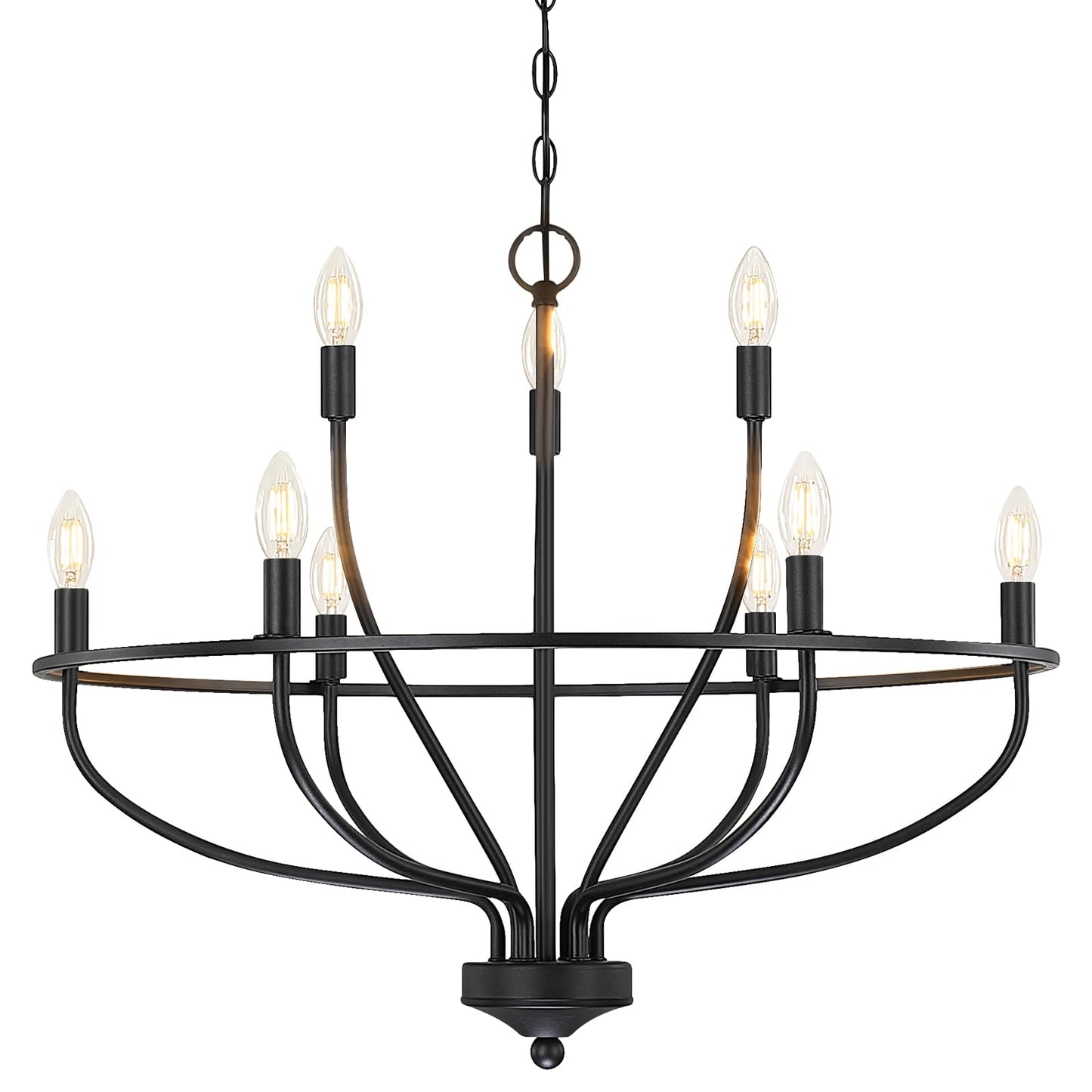 Silva Industrial Metal Candle Chandelier Black/Champagne Living Room/Bedroom