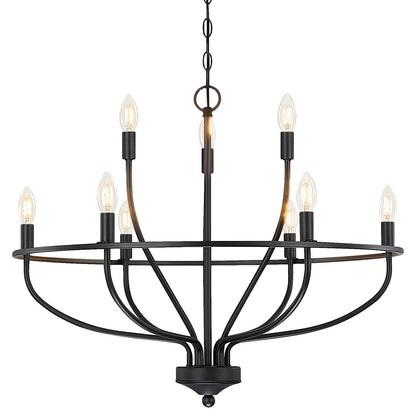Silva Industrial Metal Candle Chandelier Black/Champagne Living Room/Bedroom