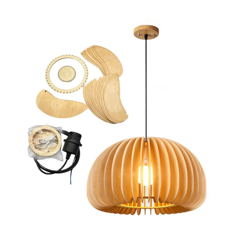 Muto Pumpkin Pendant Light, Wood