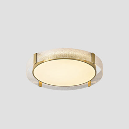 Arisha moderne runde Deckenleuchte aus Metall/Glas, goldfarben