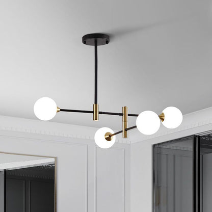 Valentina Nordic Spherical Bubble Metal/Glass Chandelier, Black/Gold
