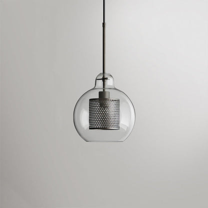 Hessa Contemporary Golden Pendant Light, Glass, Globe/Cylindric