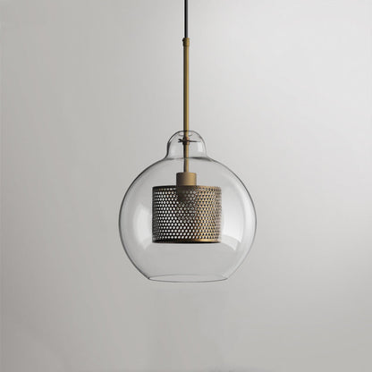 Hessa Contemporary Golden Pendant Light, Glass, Globe/Cylindric
