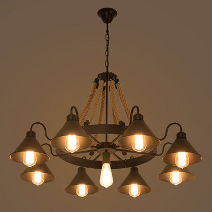 Epoch Vintage Industrial Rope Chandelier  Living Room