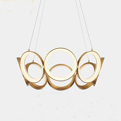 Arisha Luxus-Ring-Metall-Pendelleuchte, Gold