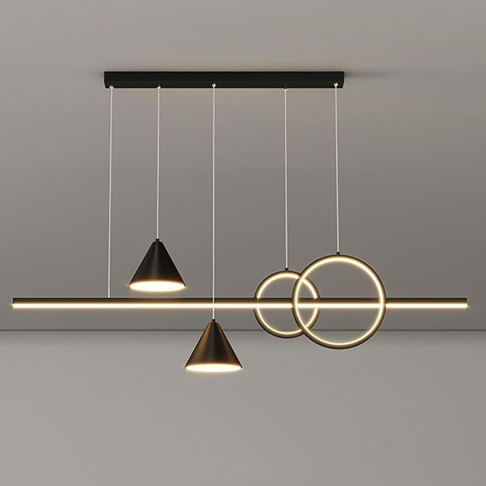 Arisha moderne lineare Metall-Pendelleuchte im geometrischen Stil, weiß/schwarz