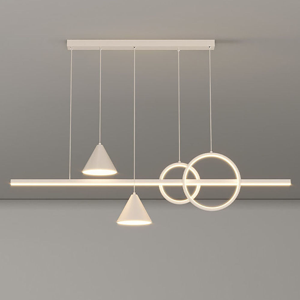 Arisha moderne lineare Metall-Pendelleuchte im geometrischen Stil, weiß/schwarz
