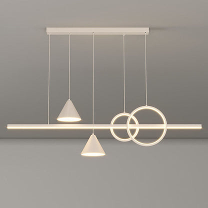 Arisha moderne lineare Metall-Pendelleuchte im geometrischen Stil, weiß/schwarz