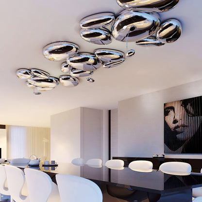 Plafonnier contemporain Skydro en verre soufflé teinté gris fumée