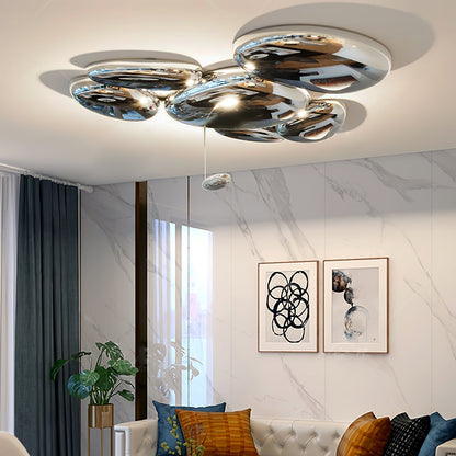 Plafonnier contemporain Skydro en verre soufflé teinté gris fumée