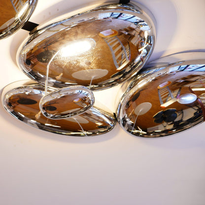 Plafonnier contemporain Skydro en verre soufflé teinté gris fumée
