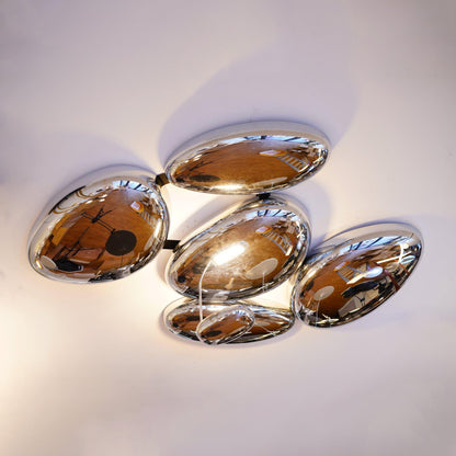 Plafonnier contemporain Skydro en verre soufflé teinté gris fumée