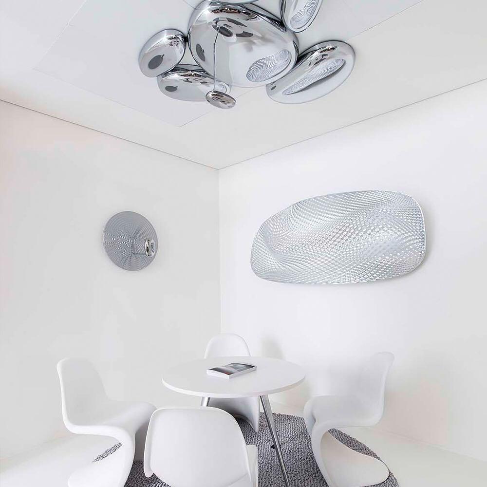 Plafonnier contemporain Skydro en verre soufflé teinté gris fumée