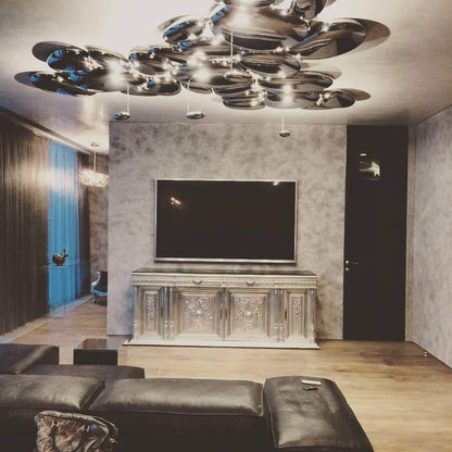 Plafonnier contemporain Skydro en verre soufflé teinté gris fumée