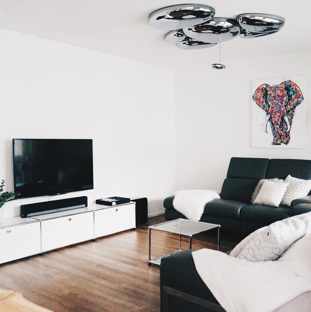 Plafonnier contemporain Skydro en verre soufflé teinté gris fumée