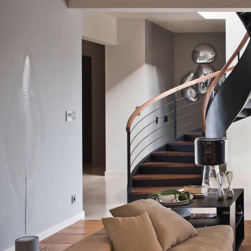 Plafonnier contemporain Skydro en verre soufflé teinté gris fumée