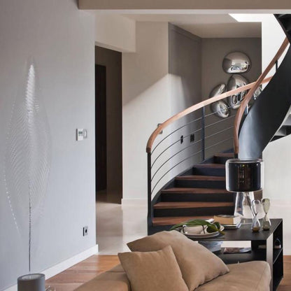 Plafonnier contemporain Skydro en verre soufflé teinté gris fumée