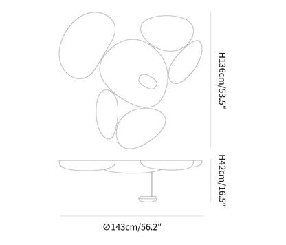 Plafonnier contemporain Skydro en verre soufflé teinté gris fumée