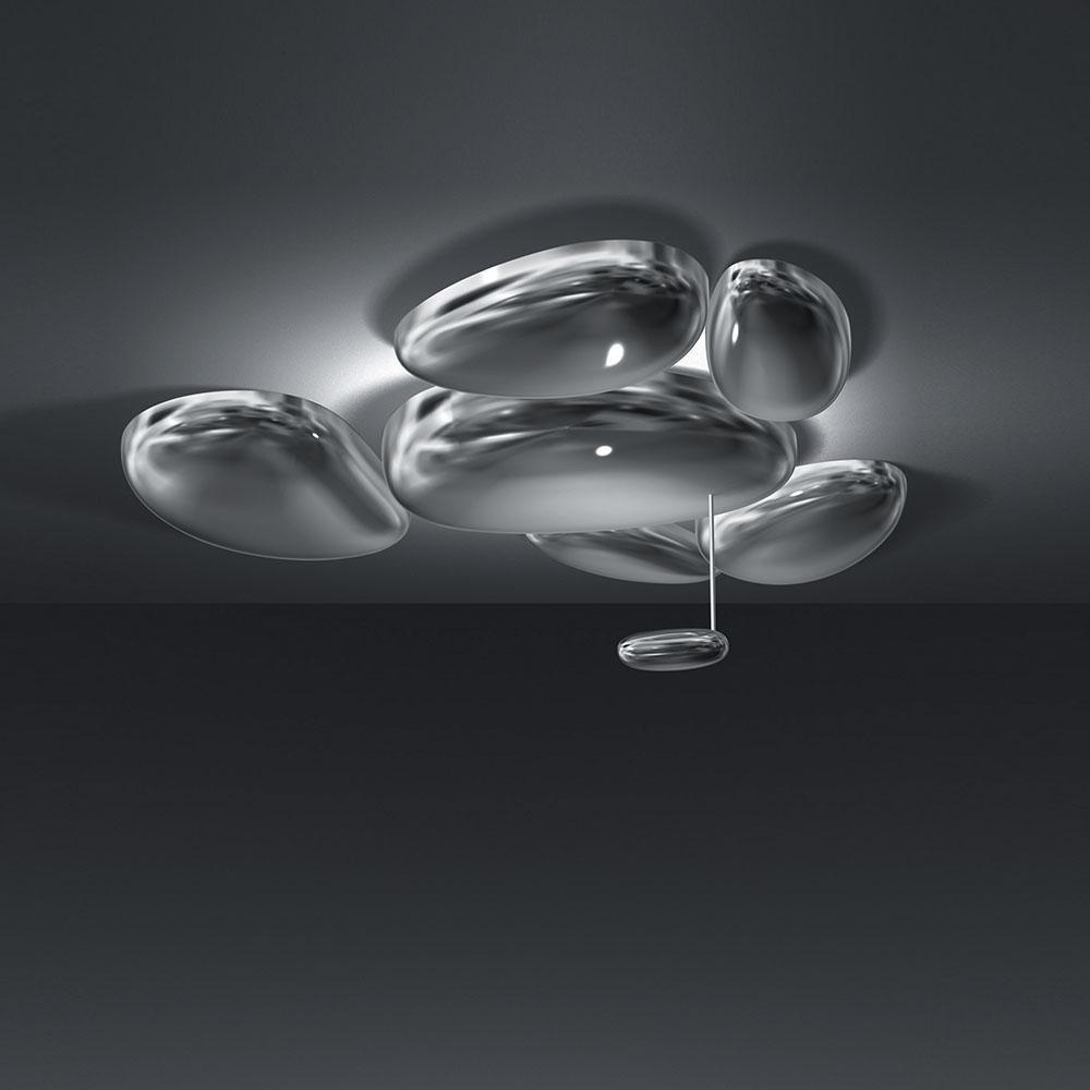 Plafonnier contemporain Skydro en verre soufflé teinté gris fumée