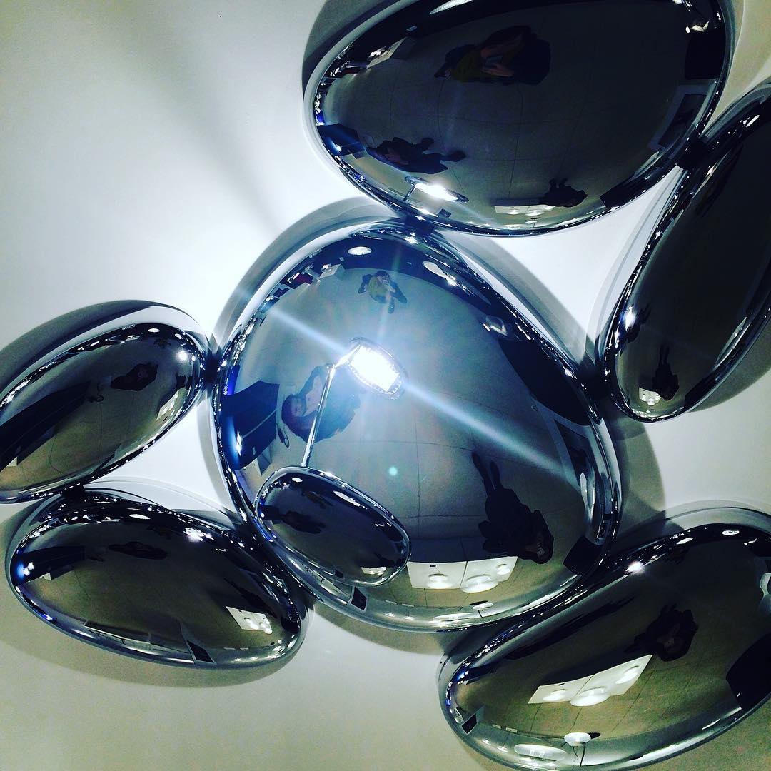 Plafonnier contemporain Skydro en verre soufflé teinté gris fumée