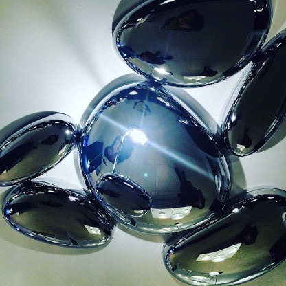 Plafonnier contemporain Skydro en verre soufflé teinté gris fumée