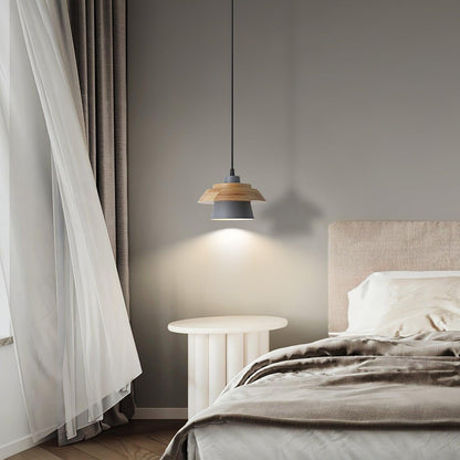 Arisha Lampe à suspension moderne en métal/bois, multicolore