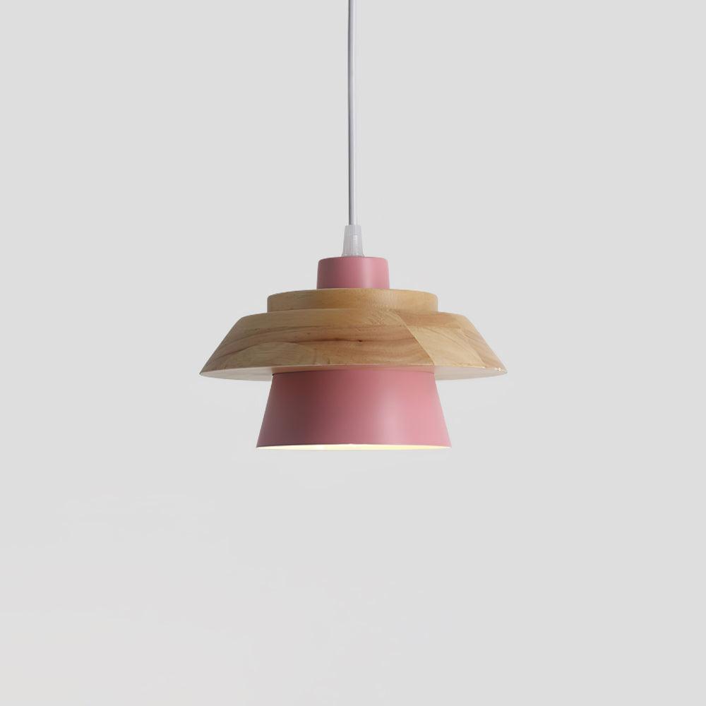 Arisha Lampe à suspension moderne en métal/bois, multicolore