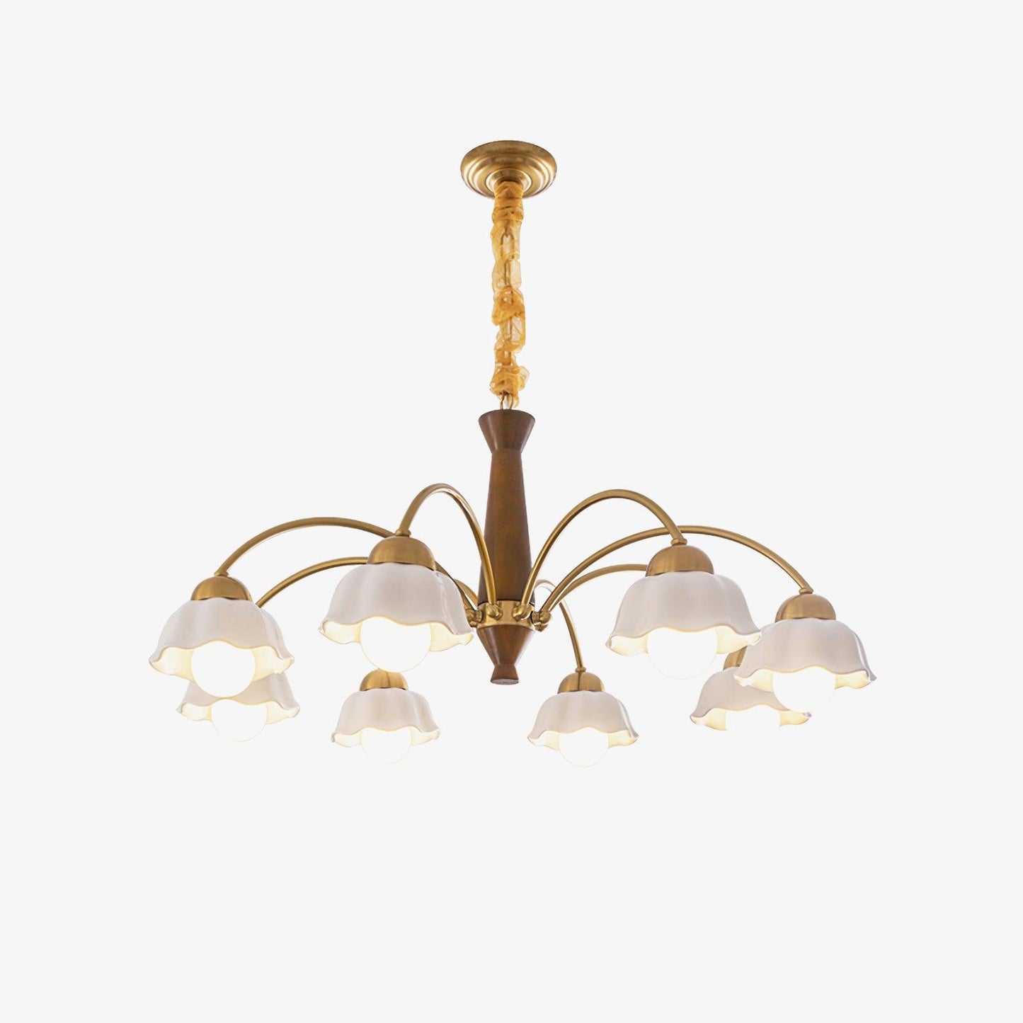 Silva Vintage LED Multi Fleur Ampoules En Céramique En Métal Bois Chambre Salon Lampe Suspendue