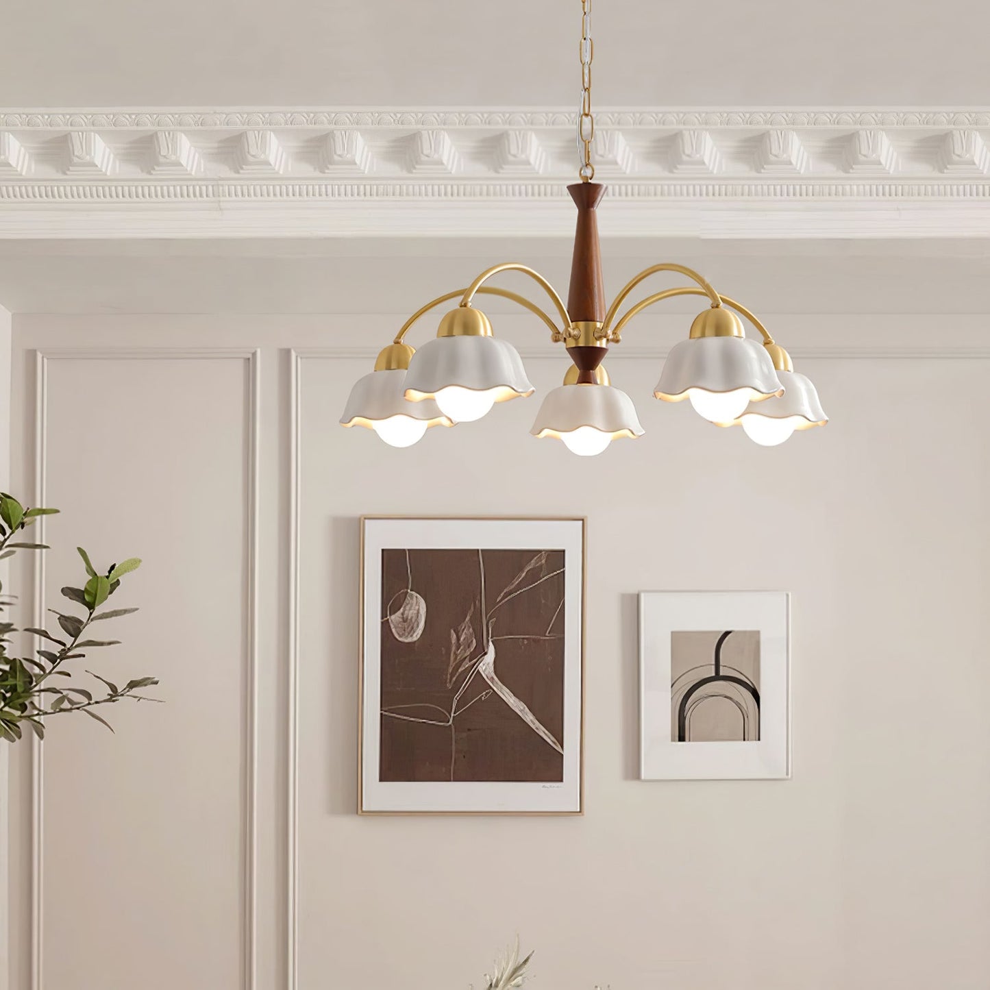 Silva Vintage LED Multi Fleur Ampoules En Céramique En Métal Bois Chambre Salon Lampe Suspendue