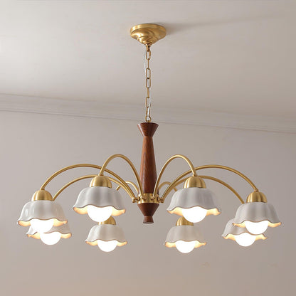Silva Vintage LED Multi Fleur Ampoules En Céramique En Métal Bois Chambre Salon Lampe Suspendue