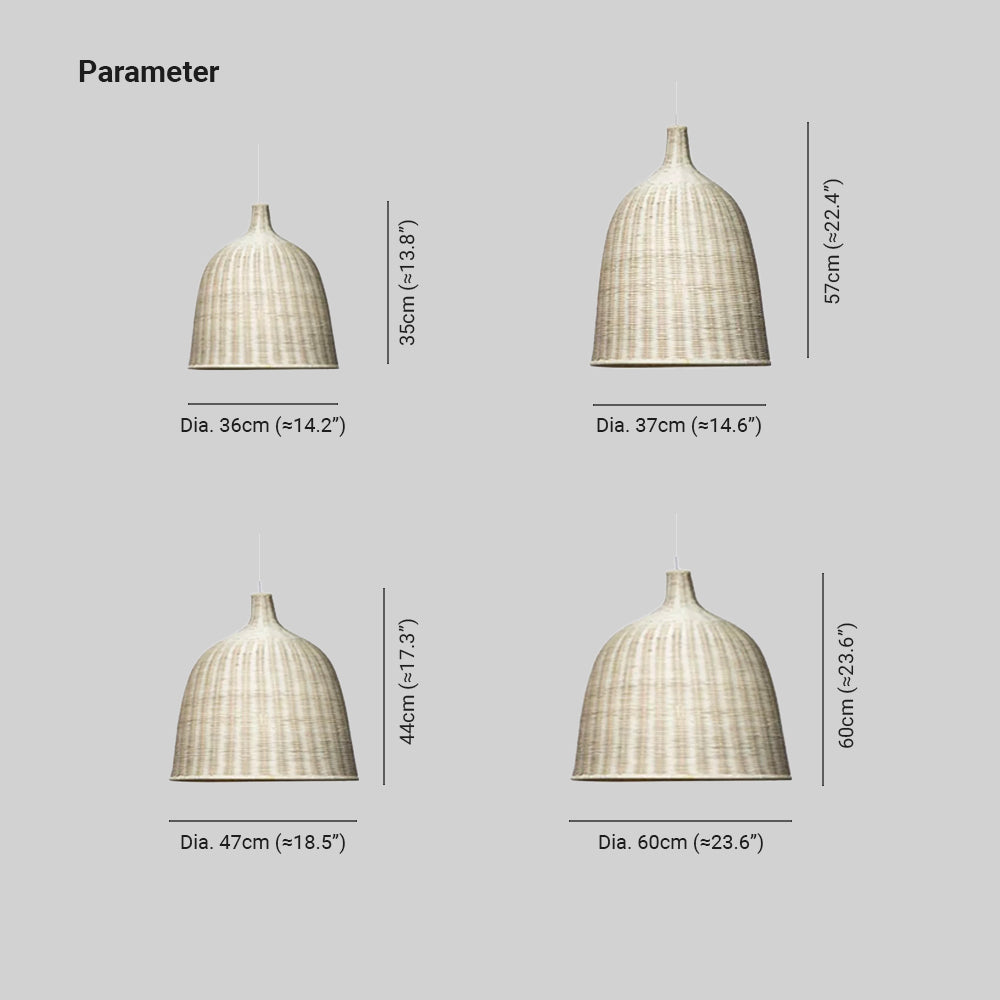 Lampe suspendue moderne en rotin Muto au-dessus de la table à manger/chambre à coucher