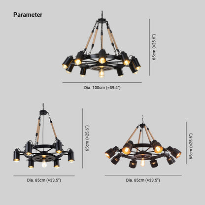 Epoch Industrial LED Pendant Light Black Metal/Rope Cafe/Bar