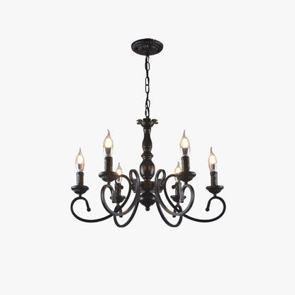 Silva Creative Retro Candle Chandelier Black Metal Bedroom