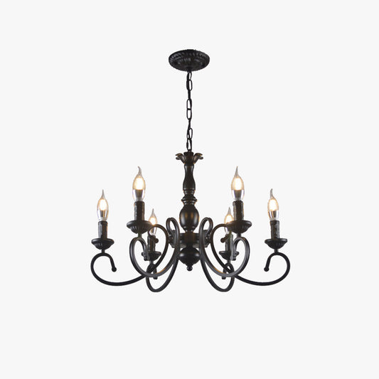 Silva Creative Retro Candle Chandelier Black Metal Bedroom