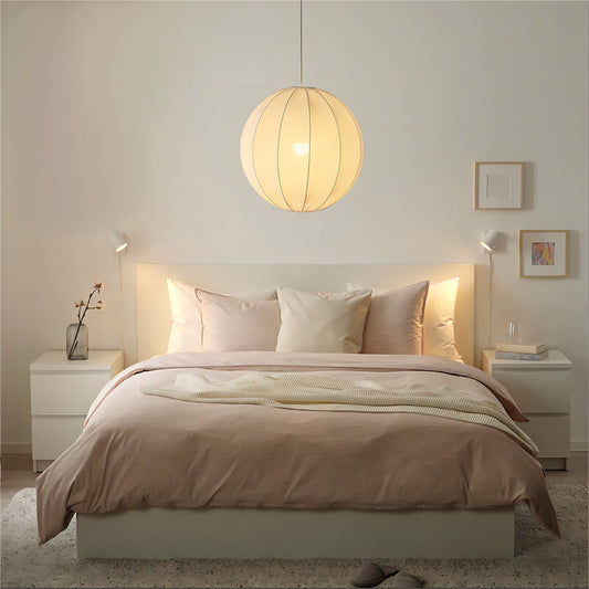 Ritta moderne minimalistische bol metaal/stof hanglamp, wit