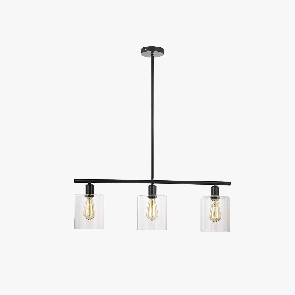 Arisha Industrial Minimalist LED Chandelier Black Metal Kitchen Island
