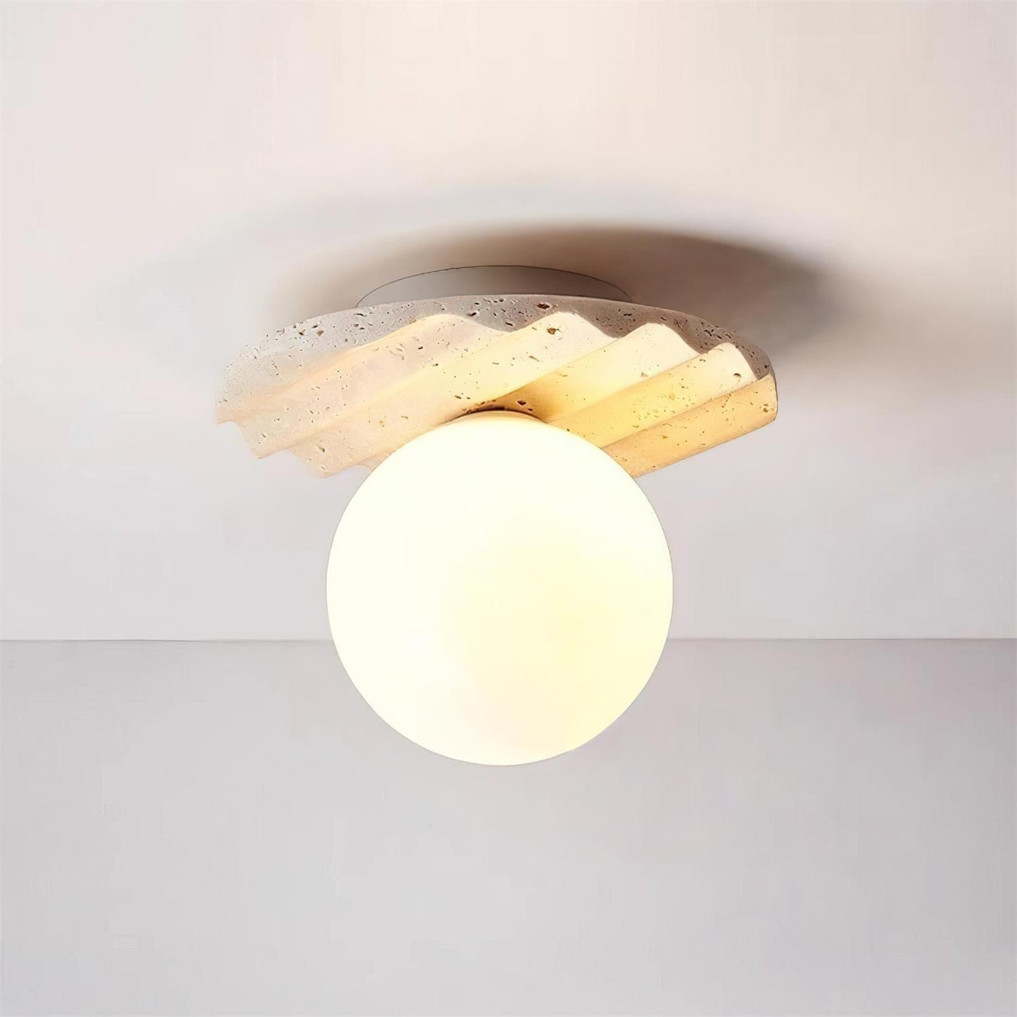 Ritta Plafonnier Travertin Verre