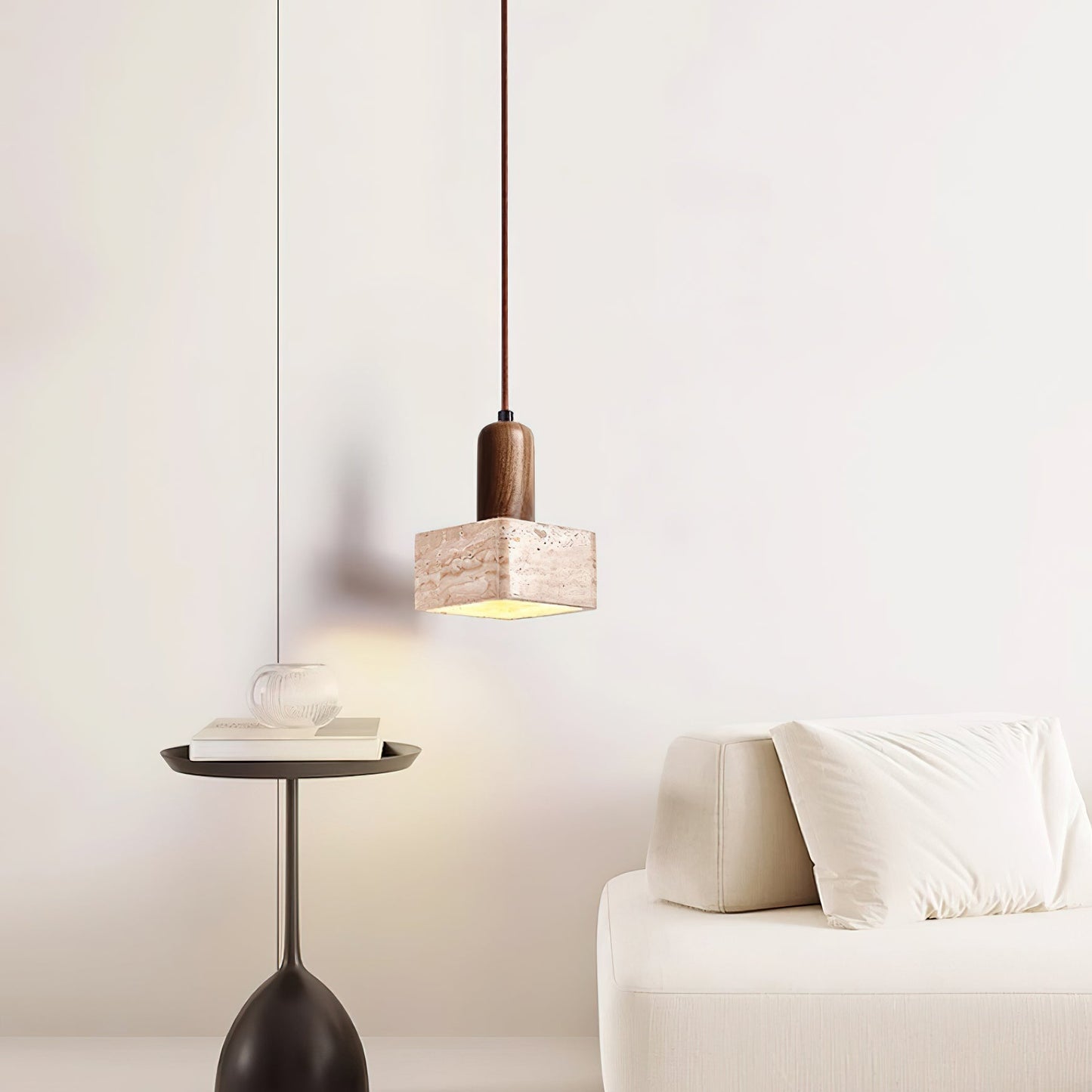 Ritta  Square Travertine Pendant Light