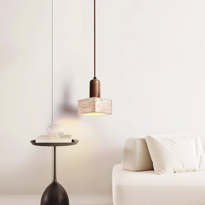 Ritta  Square Travertine Pendant Light