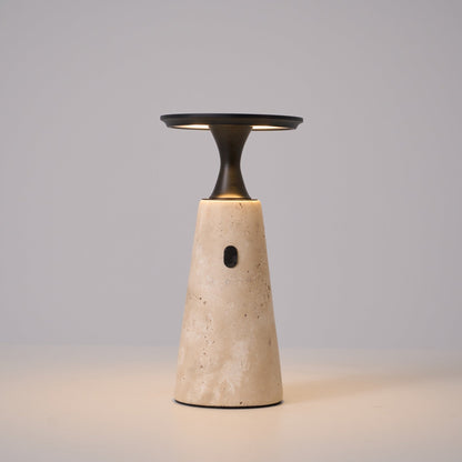 Vespera Sculptural Travertine Table Lamp