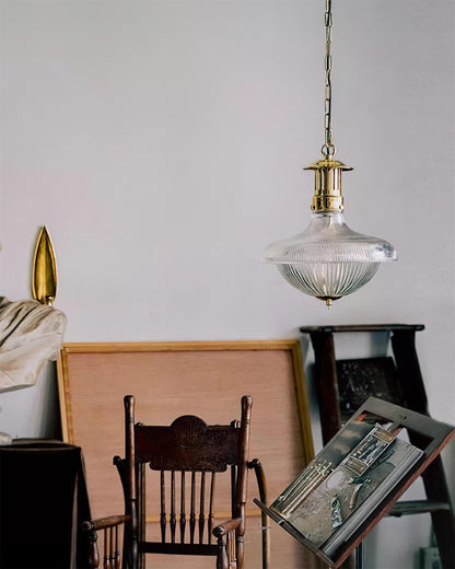 Orvel Clear Ribbed Glass Pendant Light