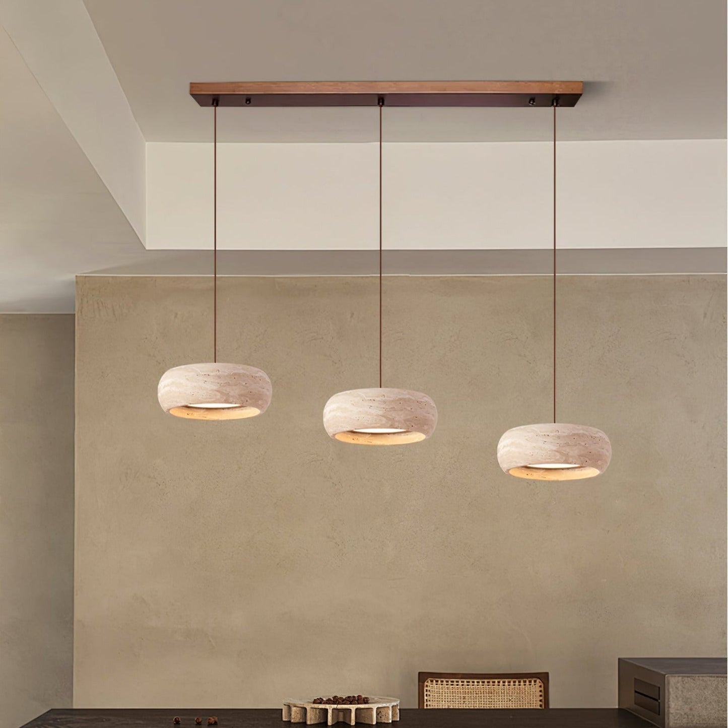 Tova Donut-Shaped Pendant Lights Travertine