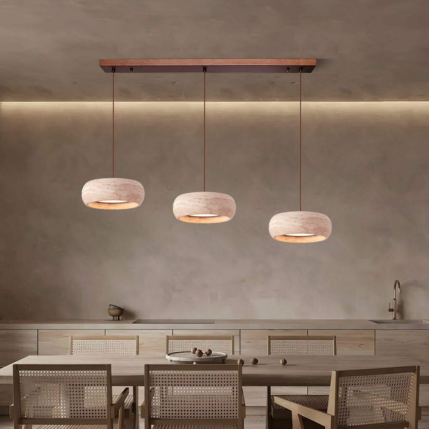Ritta Donut-Shaped Pendant Lights Travertine